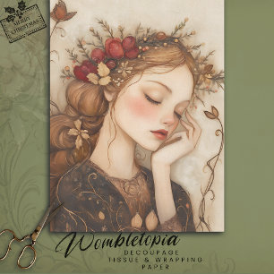 Papier Mousseline Fée d'automne lunaire avec découpage de la Couronn