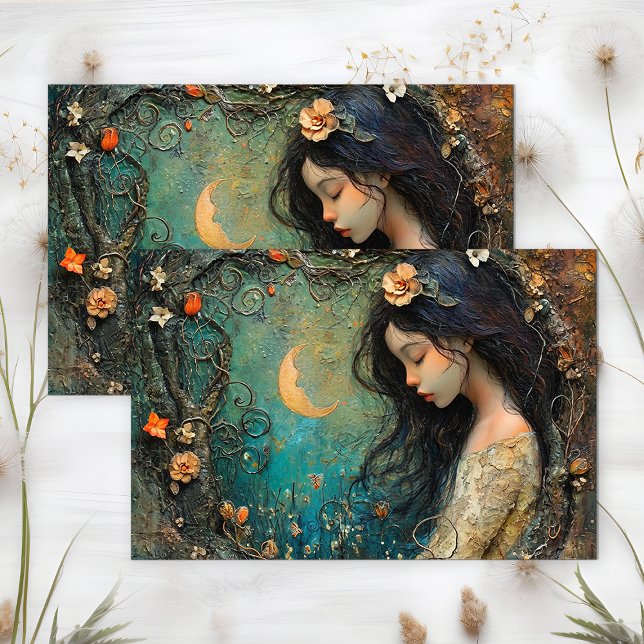 PAPIER MOUSSELINE FÉE DECOUPAGE DE LA FORÊT DE MINUIT (MIDNIGHT FOREST FAIRY DECOUPAGE TISSUE PAPER)