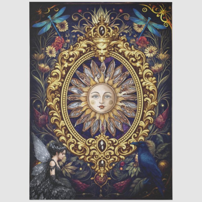Papier Mousseline Fée du corbeau libellule céleste gothique fantaisi (Recto)