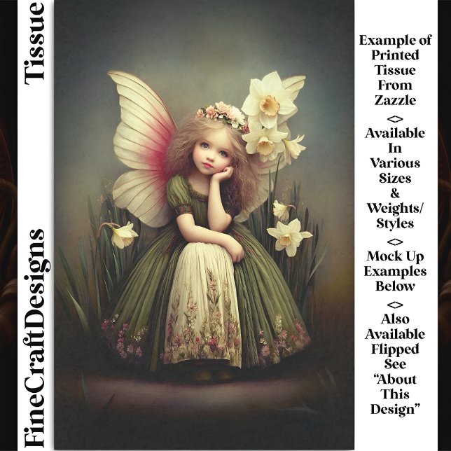Papier Mousseline Fée Fille Fleur Narcisse, Découpage Vert DL5RF (Créateur téléchargé)