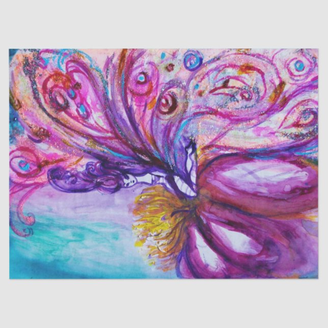 PAPIER MOUSSELINE FÉE FLEUR MIGNONNE ET FANTAISISTE EN ROSE, ÉCLAIRS (Recto)