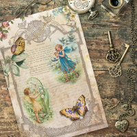 Fées vintages de bois et papillons Découpage