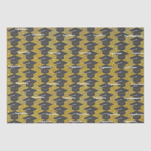 Papier Mousseline Félicitations au Casquette Parties scintillant d'o (Recto)