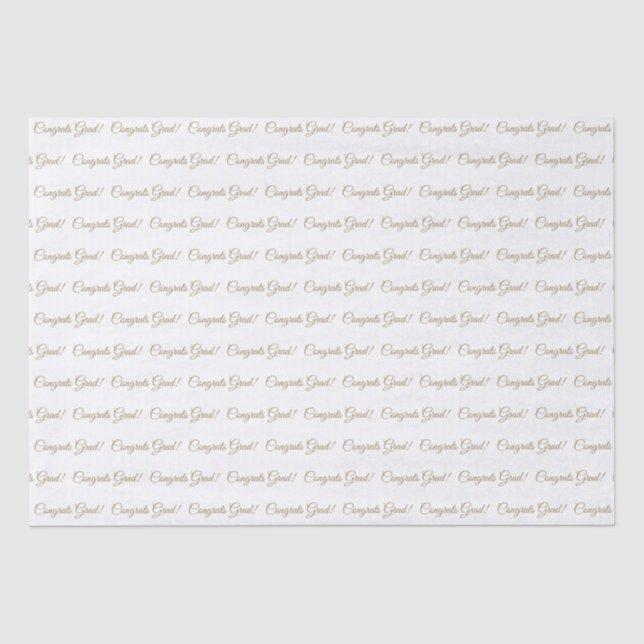 Papier Mousseline Félicitations gris blanc or élégant script motif (Recto)