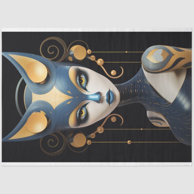 Papier Mousseline Feline Art déco avec décolpage élégance (Recto)