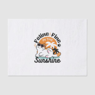 Papier Mousseline Feline fin au soleil - Chat Tropical relaxé