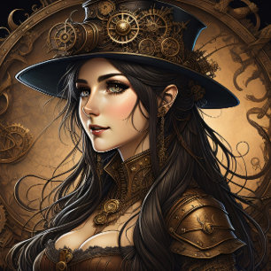 Papier Mousseline Feminine steampunk woman v11 tissue paper Decoupag