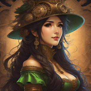 Papier Mousseline Feminine steampunk woman v8 tissue paper Decoupage