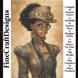 Papier Mousseline Femme à peau sombre Steampunk tendance AD1O découp