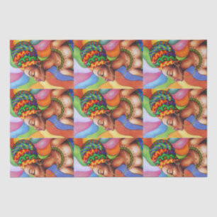 Papier Mousseline Femme africaine avec cire tissu traditionnel