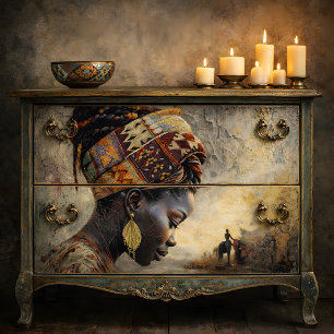 Papier Mousseline Femme africaine cadre rural découpage chaud