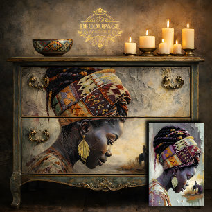 Papier Mousseline Femme africaine cadre rural découpage chaud