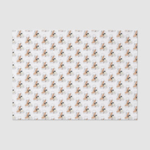 Papier Mousseline Femme Art Déco Vintage avec Fleurs Portant un Chap