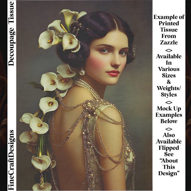 Papier Mousseline Femme Art nouveau et nénuphars EZ7R Découpage des  (Créateur téléchargé)