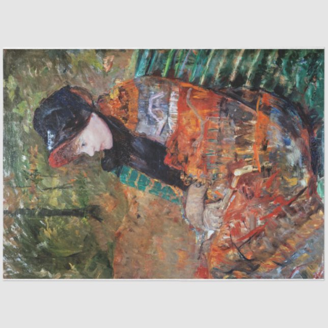 Papier Mousseline Femme assise sur le banc, Mary Cassatt (Recto)