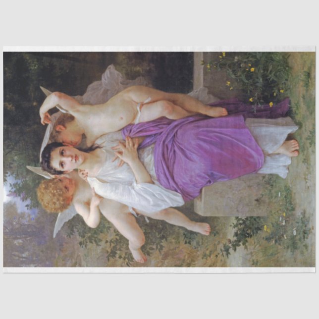 Papier Mousseline Femme avec Cupidon, Bouguereau (Recto)