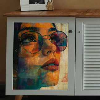 Papier Mousseline Femme avec lunettes de soleil Découpage