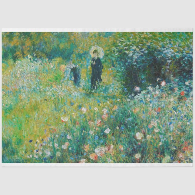 Papier Mousseline Femme avec Parasol, Jardin, Renoir (Recto)