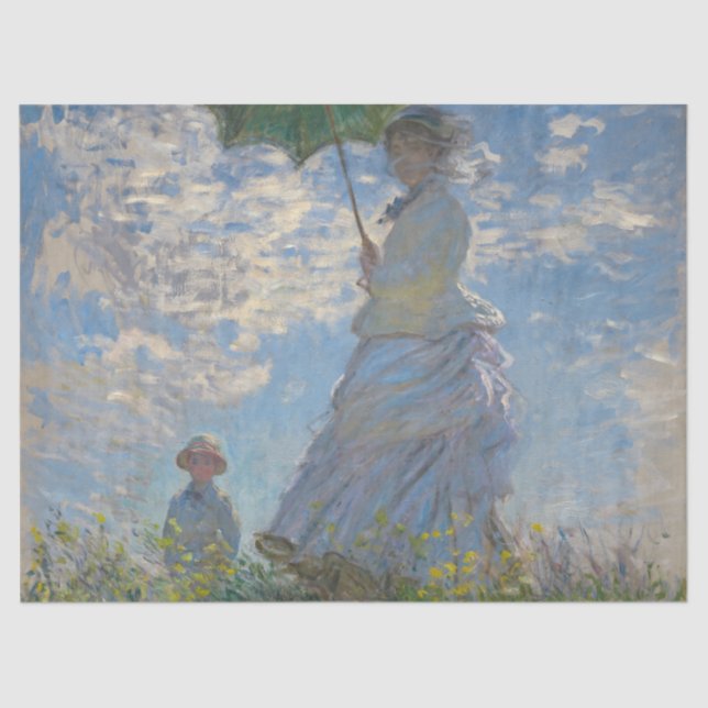 Papier Mousseline Femme avec parasol - Madame Monet et son fils (Recto)