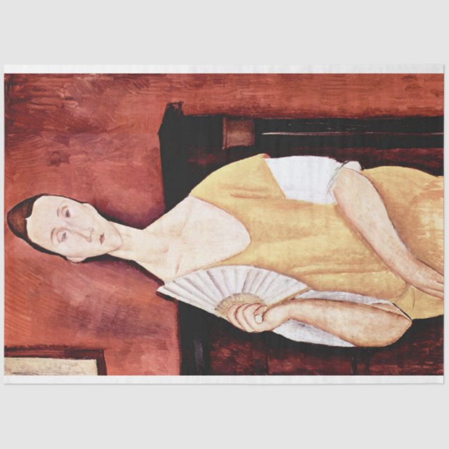 Papier Mousseline Femme avec ventilateur, Modigliani (Recto)