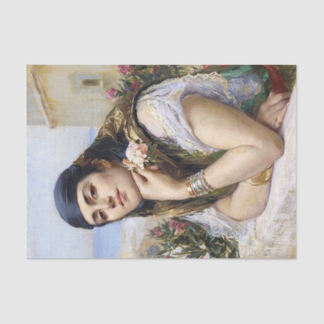 Papier Mousseline Femme d'Alger, Arthur Bridgman (Recto)