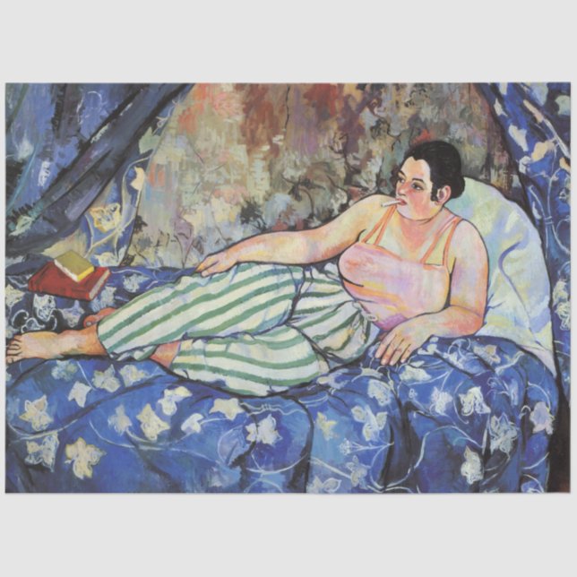 Papier Mousseline Femme dans la chambre Bleue (par Suzanne Valadon) (Recto)
