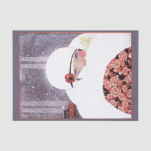 PAPIER MOUSSELINE FEMME DANS LA NEIGE, MODE DE BEAUTÉ HIVER
