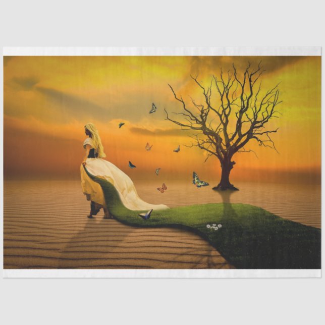 Papier Mousseline Femme dans les dunes (Recto)