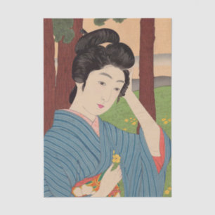 Papier Mousseline Femme dans un bosquet d'arbres par Hashiguchi Goyo