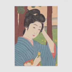 Papier Mousseline Femme dans un bosquet d'arbres par Hashiguchi Goyo