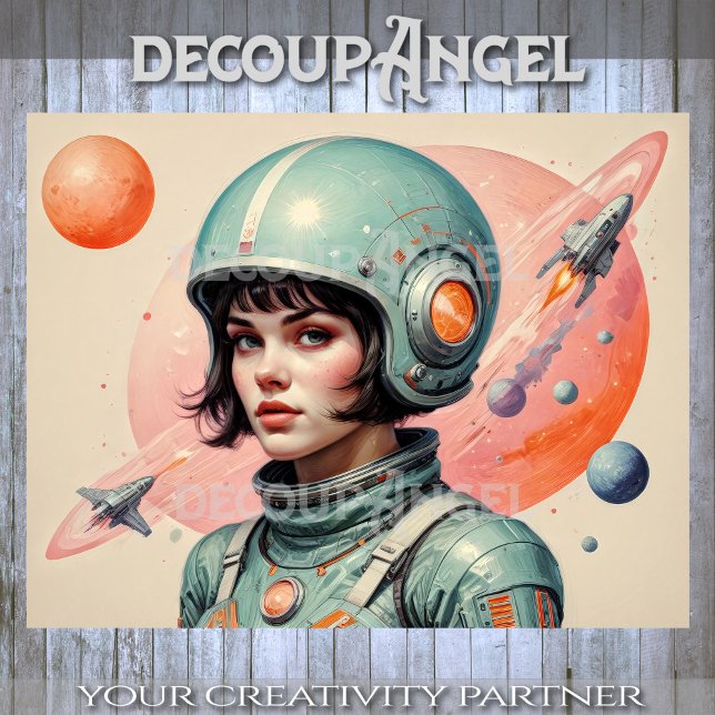 Papier Mousseline Femme de l'âge atomique dans l'espace #1 Découpage (Créateur téléchargé)