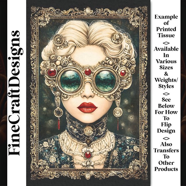 Papier Mousseline Femme de Steampunk glamour, Ornate BY8 Découpage (Créateur téléchargé)