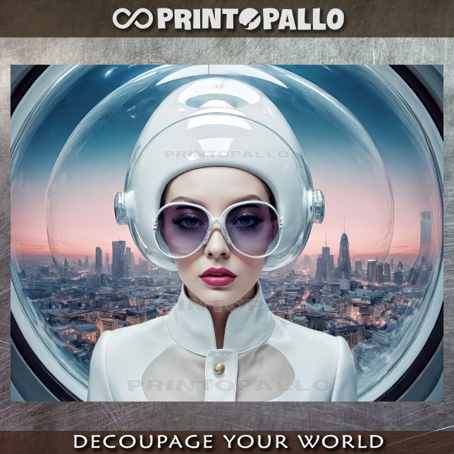 Papier Mousseline Femme des années 1950 dans de grandes verres et en (Créateur téléchargé)