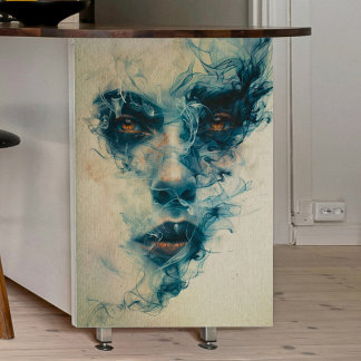 Papier Mousseline Femme en bleu - Découpage fumée