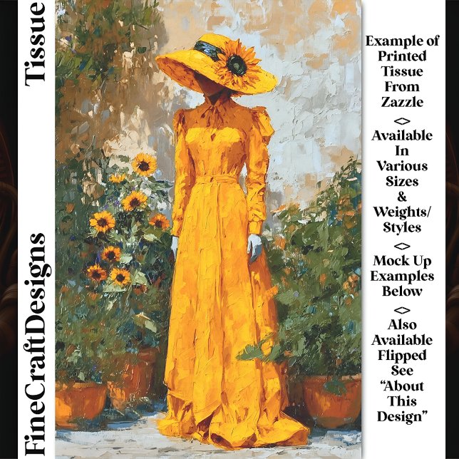 Papier Mousseline Femme en Jaune avec Casquette de tournesol DT1L Dé (Créateur téléchargé)