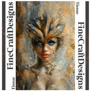 Papier Mousseline Femme en Mascarade Peinture à l'Huile Découpage Dr