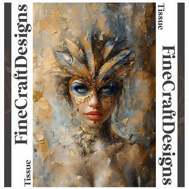 Papier Mousseline Femme en Mascarade Peinture à l'Huile Découpage Ga (Créateur téléchargé)