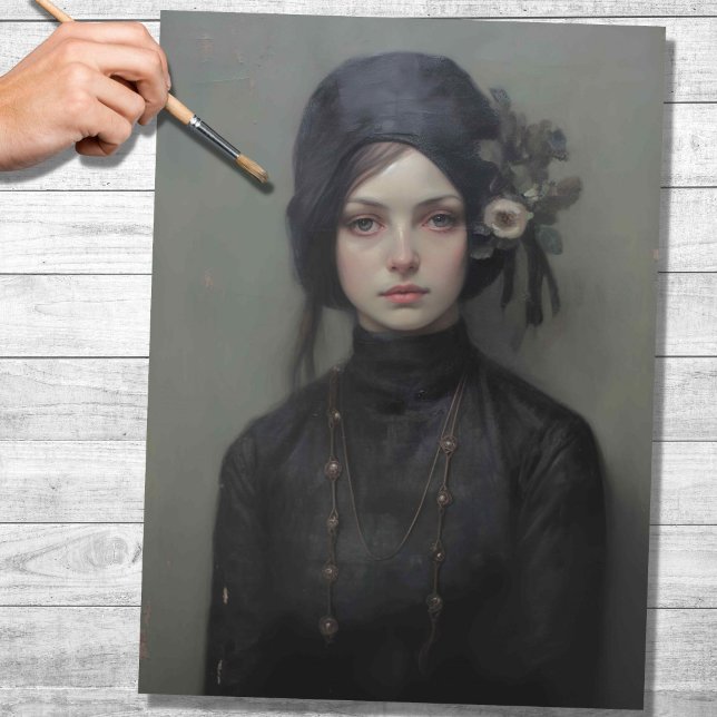 Papier Mousseline Femme en noir 1 papier découpage (Créateur téléchargé)