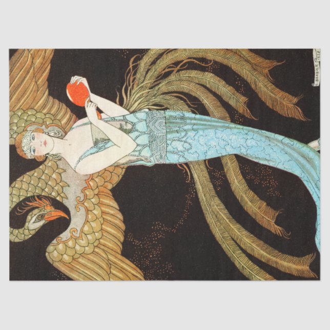 Papier Mousseline Femme En Robe Bleue (Recto)