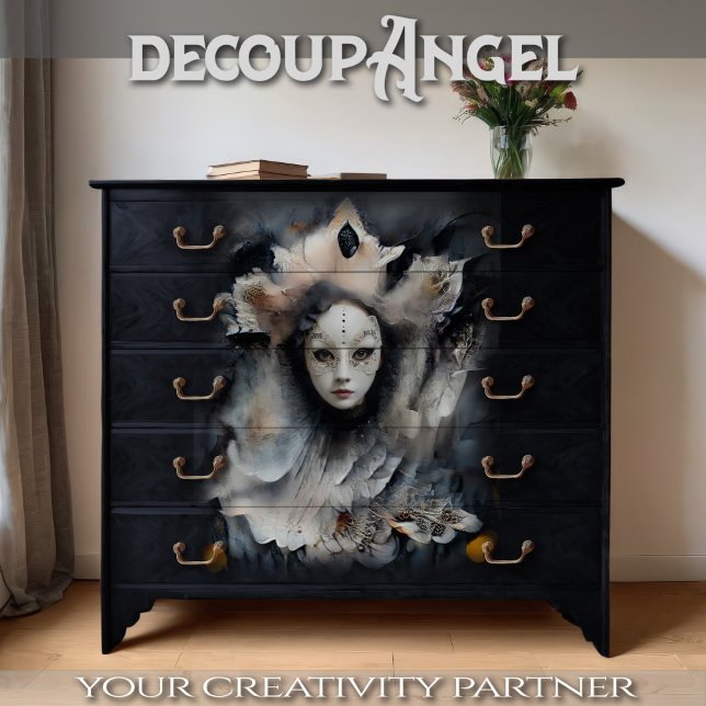 Papier Mousseline Femme Enigmatique Masquée Venise (Créateur téléchargé)