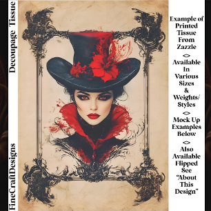 Papier Mousseline Femme Fatale Gothique Vintage Méchant Découpe FH8R