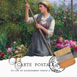 Papier Mousseline Femme française rustique vintage florale découpage