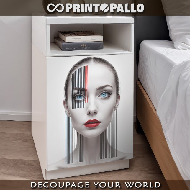 Papier Mousseline Femme futuriste à code-barres  (Créateur téléchargé)