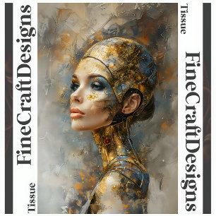 Papier Mousseline Femme Futuriste Huile Peinture Découpage Gauche 16