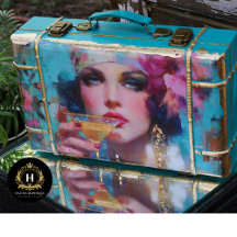Femme Glam vintage avec Decoupage Cocktail