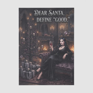 Papier Mousseline Femme gothique devant un sapin de Noël sinistre