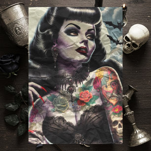 Papier Mousseline Femme gothique tatouée