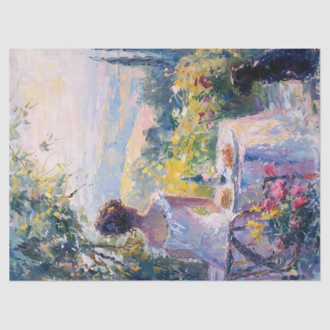 Papier Mousseline Femme impressionniste ayant une page de découpage  (Recto)