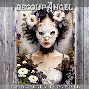 Papier Mousseline Femme japonaise en grâce florale - Découpage -