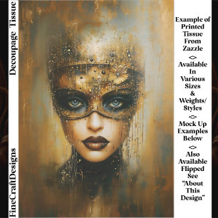 Papier Mousseline Femme Masquée Or Fantastique Gothique ER3R Découpa